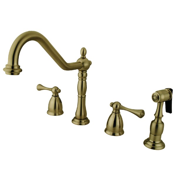 Widespread Kitchen Faucet, Antique Brass